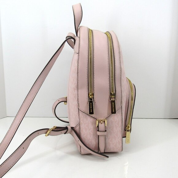 Michael Kors Pink Small Pebbled Leather Backpack Zipper Accents Multi Pockets - Picture 4 of 10